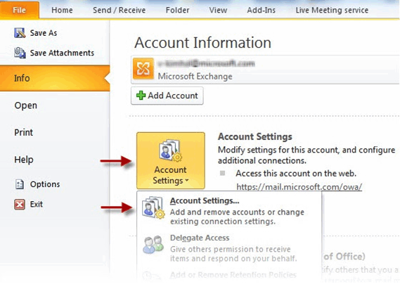 outlook-account-information